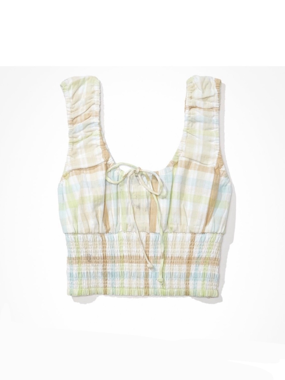 American Eagle Outfitters | Pastel Plaid Smocked Crop Tank